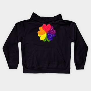 Love in Bloom Rainbow Hearts in Flower Shape Kids Hoodie